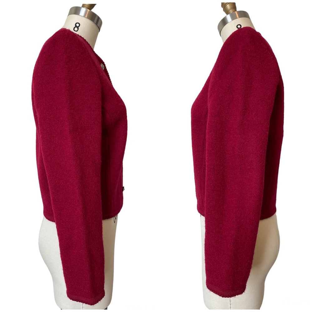 Vintage EUC 80’s CARROLL REED Wool Cropped Cardigan Sweater Small Red - Picture 5 of 16